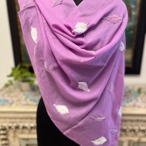 Lavender Wool Kani Embroidered Pashmina Shawls for Women