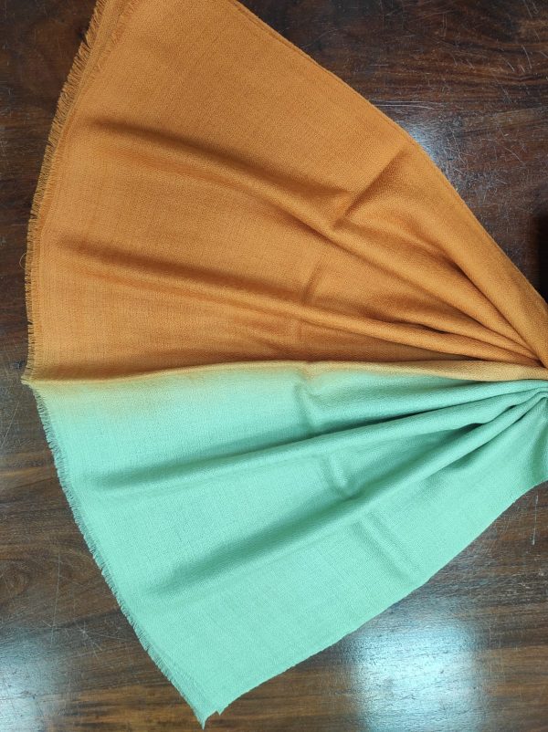 Rust Orange & Mint Green Wool Ombre Pashmina Shawls, Diamond Weave Finish, Wholesale Supplier