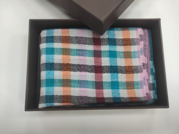 Multi Check Wool Stole, Natural Check Pattern, B2B & Wholesale Supplier