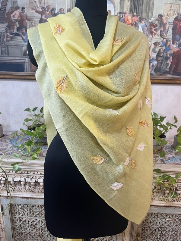 Lemon Yellow Wool Kani Embroidered Pashmina Shawls for Women – Wholesale Manufacturer, India
