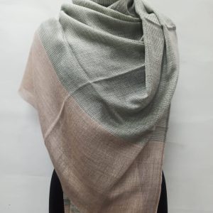 Coffee Brown Wool Natural Border Pashmina Shawl for Women