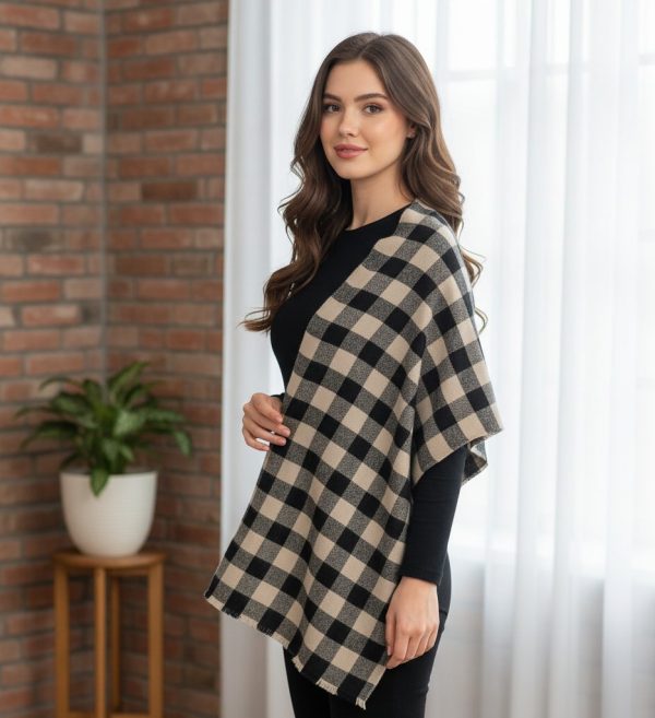 Grey & Beige Wool Tencel Natural Square Check Pashmina Shawl – Wholesale Supplier & Private Label Manufacturer