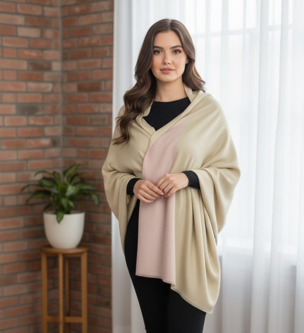 Beige & Soft Pink Wool Silk Diamond Weave Ombre Pashmina Shawl – Wholesale Supplier & Private Label Manufacturer