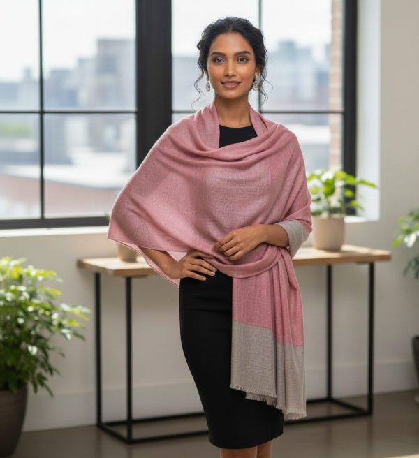 Coral Pink Fine Wool Digital Print Stole, Floral Design, Wholesale Manufacturer & Private Label Supplier