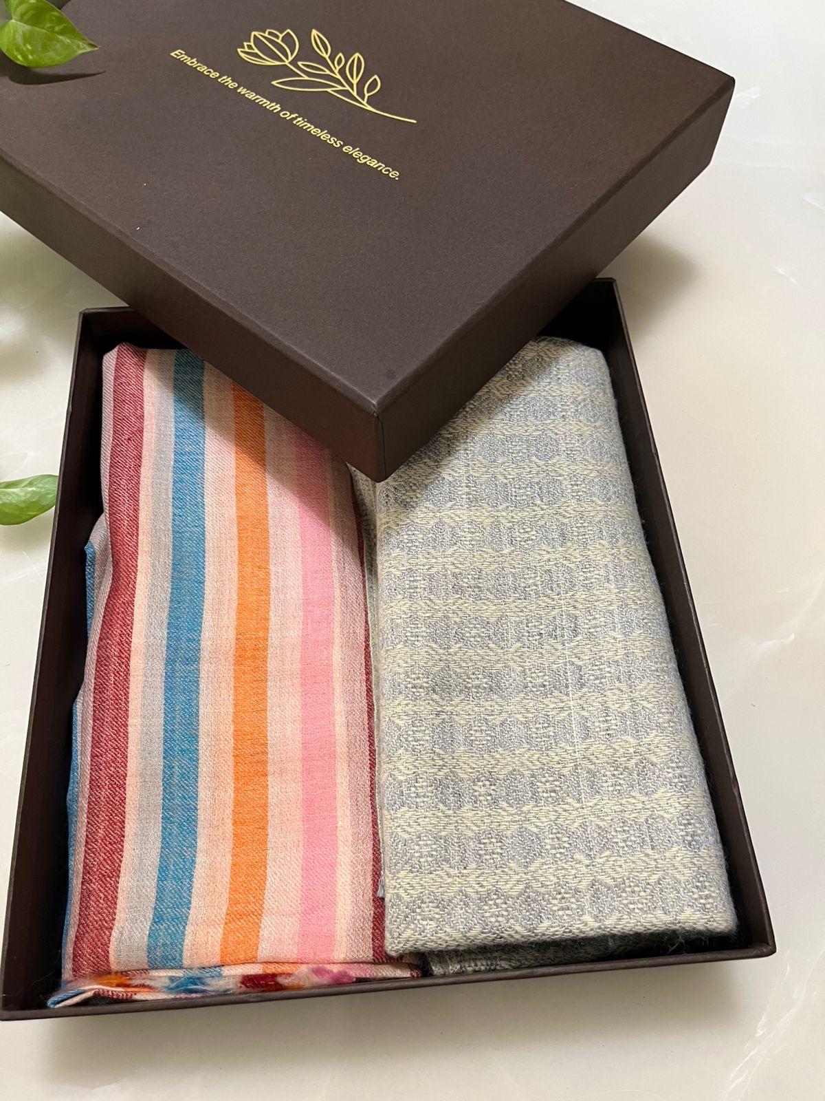 Wedding favour stole styled with ribbon and tag