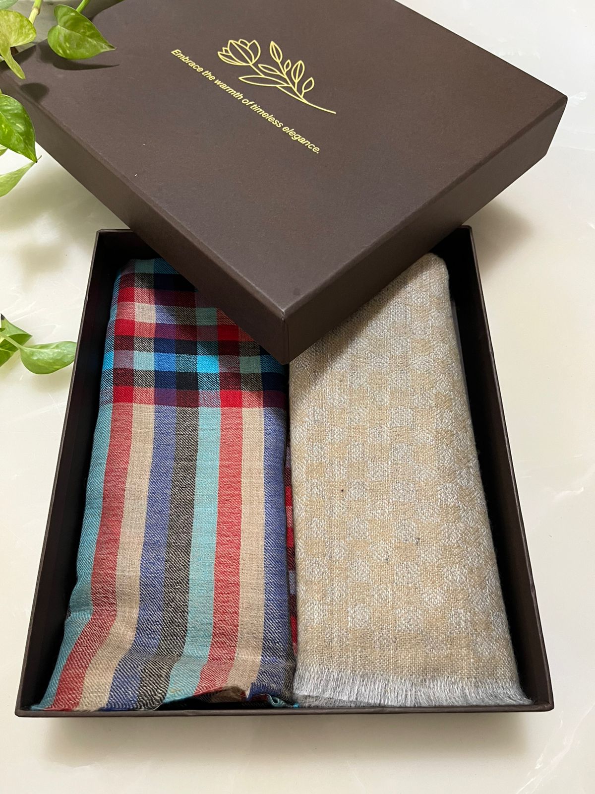 Wedding return gift stole in a coordinated colourway