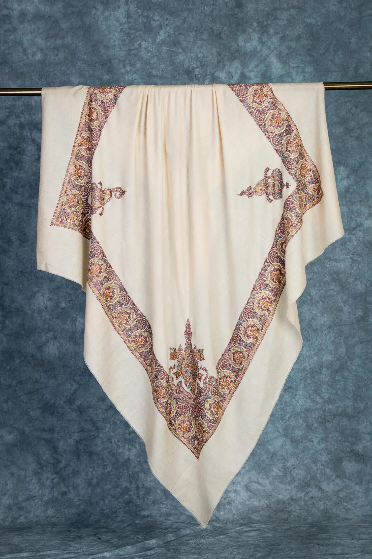 Embroidered pashmina head shawl — Rumal, Mussar, Ghutra, Shemagh and Gatra by Savita Shawls