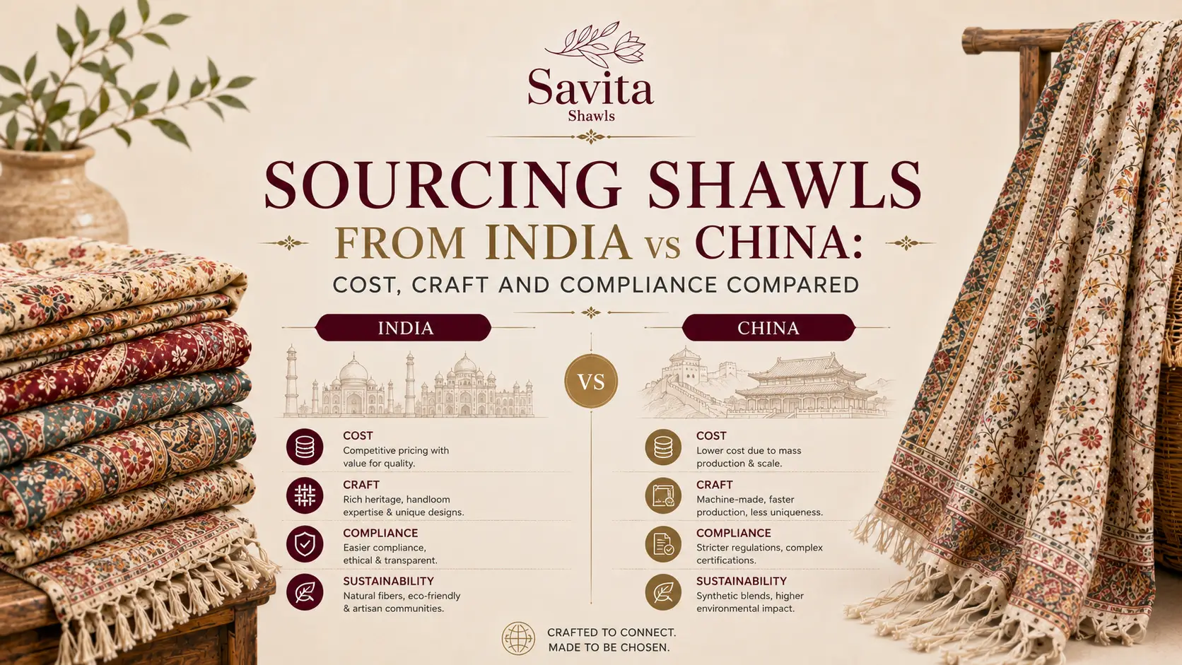 sourcing shawls from India vs China
