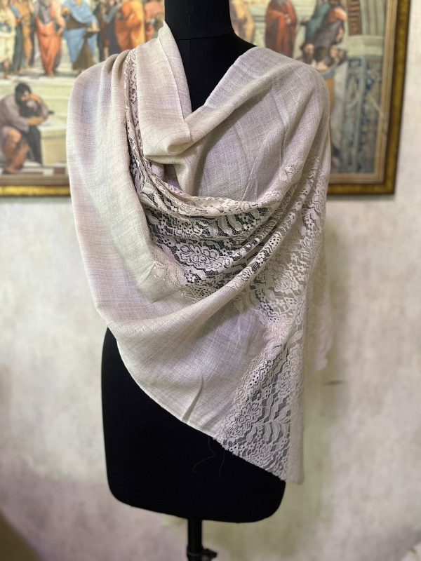 Fine Wool Lace Embellished Stole | Wholesale Manufacturer,
