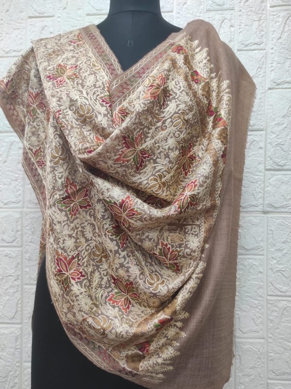 Fine Wool Machine Embroidery Stole | Wholesale Manufacturer,
