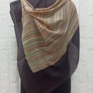 Fine Wool Brush Painted Stole Brown