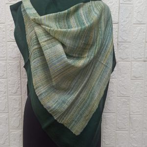 Fine Wool Brush Painted Stole Green