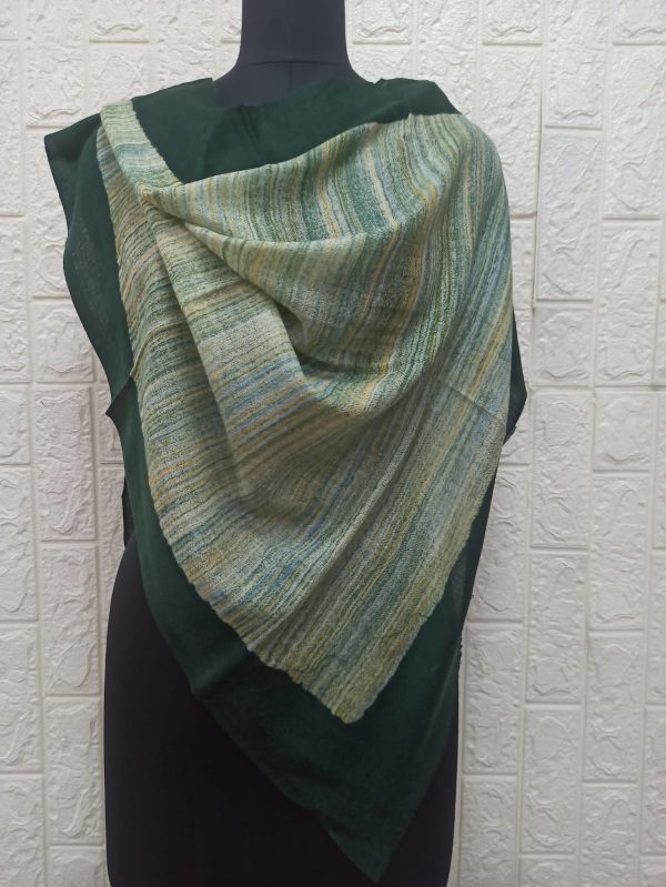 Fine Wool Brush Painted Stole, Green | Wholesale Manufacturer & Exporter