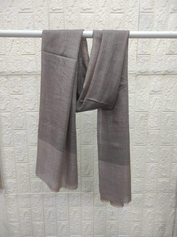 Fine Wool Natural Border Stole, Grey — Wholesale Manufacturer & Exporter