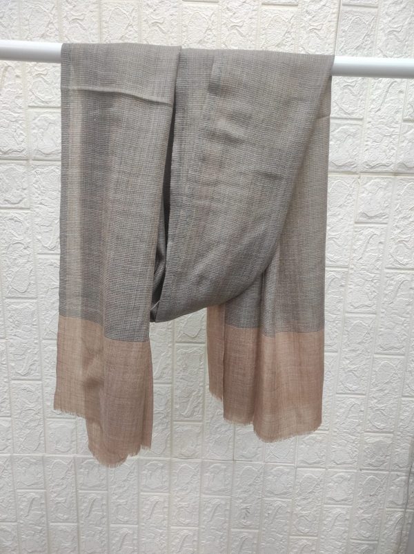 Fine Wool Natural Border Stole, Light Beige — Wholesale Manufacturer & Exporter