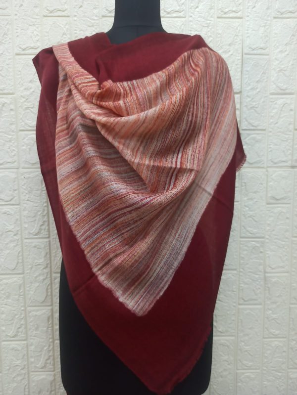Fine Wool Brush Painted Stole, Maroon | Wholesale Manufacturer & Exporter