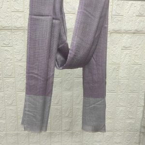Fine Wool Natural Border Stole Light Purple