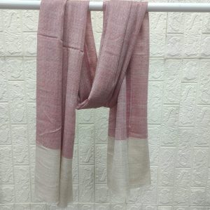 Fine Wool Natural Border Stole Red