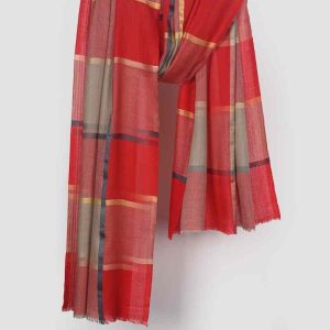 Fine Wool Silk Check Stole
