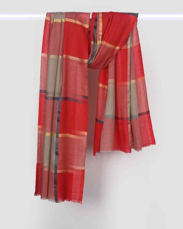 Fine Wool Silk Check Stole | Wholesale Manufacturer