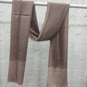Fine Wool Natural Border Stole Rust