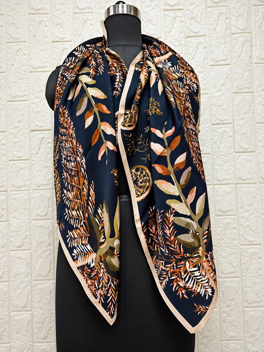 Digital printed pure silk scarf by Savita Shawls, design 1